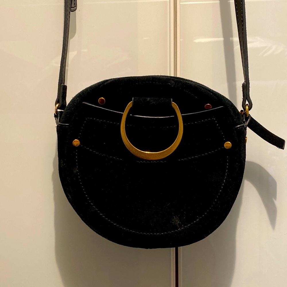 Mango round suede bag